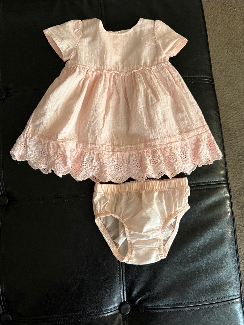 Soft Pink Eyelet Dress with Matching Diaper Cover